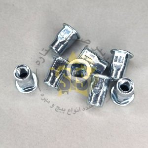 مهره پرچی نیمه چهارگوش لبه دار m5