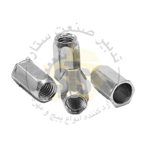 مهره پرچی شش گوش بدون لبه سایز m6
